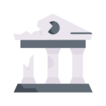 illustration of a damaged commercial building, highlighting the importance of financing timely roof repairs to prevent significant structural damage.