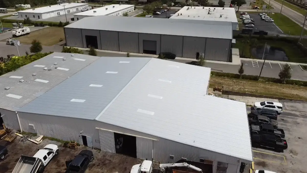 A large Florida-based commercial roof on a sunny day